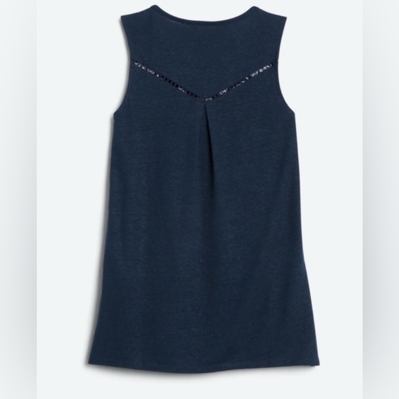 Market & Spruce Adelisa Embroidered Linen Knit Tank Size M Navy White Sleeveless - Picture 5 of 15